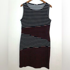 Calvin Klein Mixed Stripe Sleeveless Tank Dress Sz 12